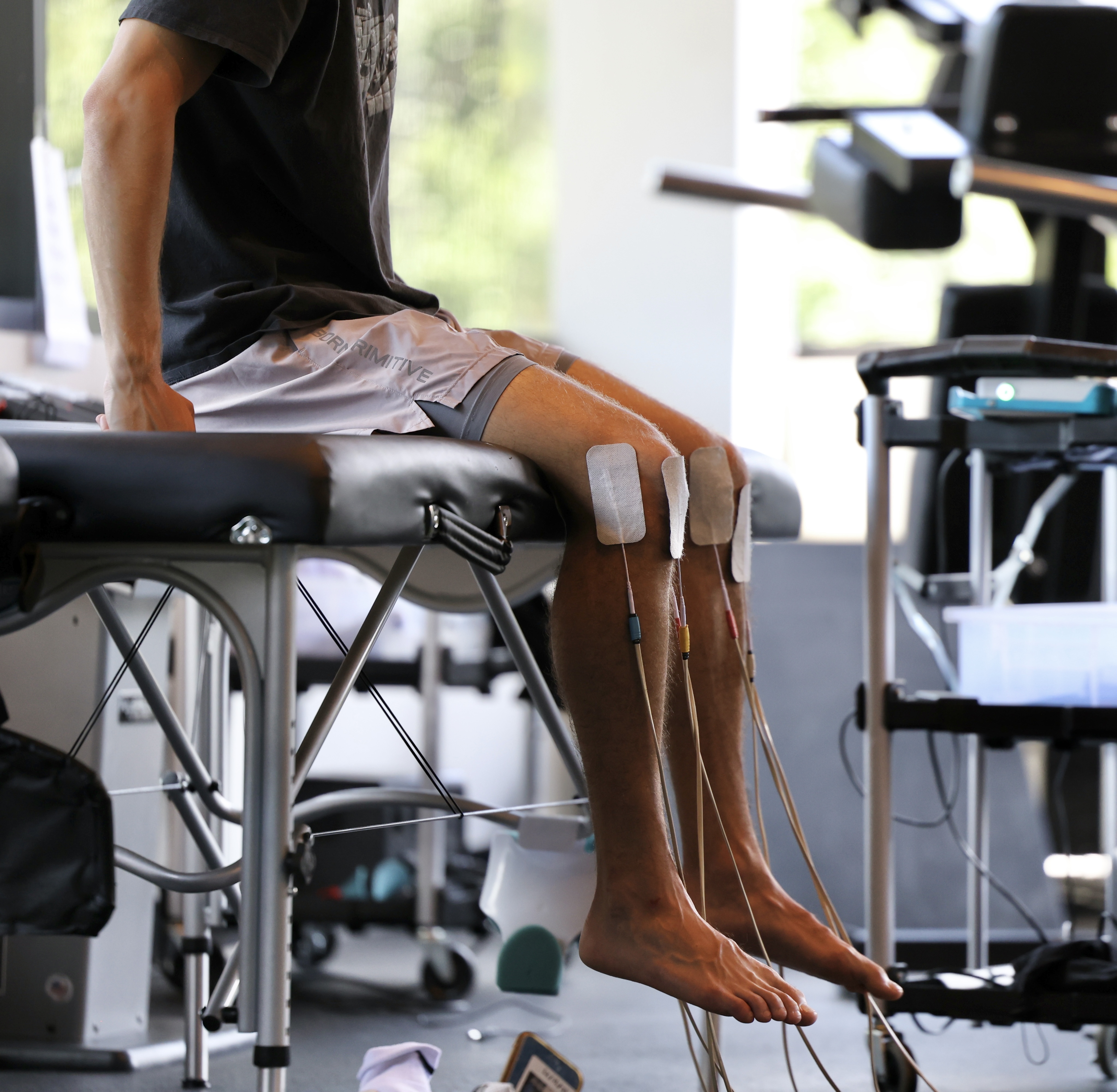 INS electrode pads placed on knee